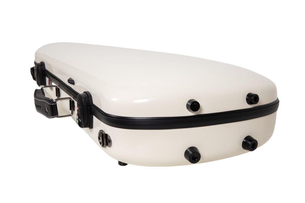 Crossrock Fiberglass Double Violin Case fits Two 4/4 Full-Size Violins- Includes TSA lock, Protective Blanket, Hygrometer, Removable Shoulder Straps- Milky White (CRF2020DVMW)
