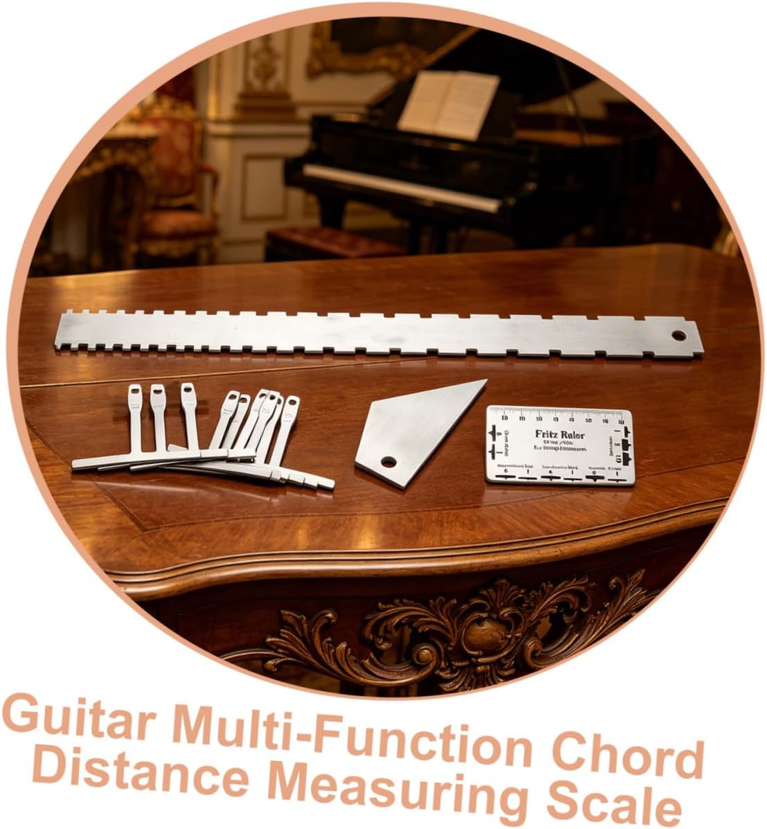 Levemolo Guitar Radius Gauge and String Action Ruler Set, Steel Luthier Setup Tool for Electric Guitar and Bass, String Height and Fretboard Measurement Instrument for Repair