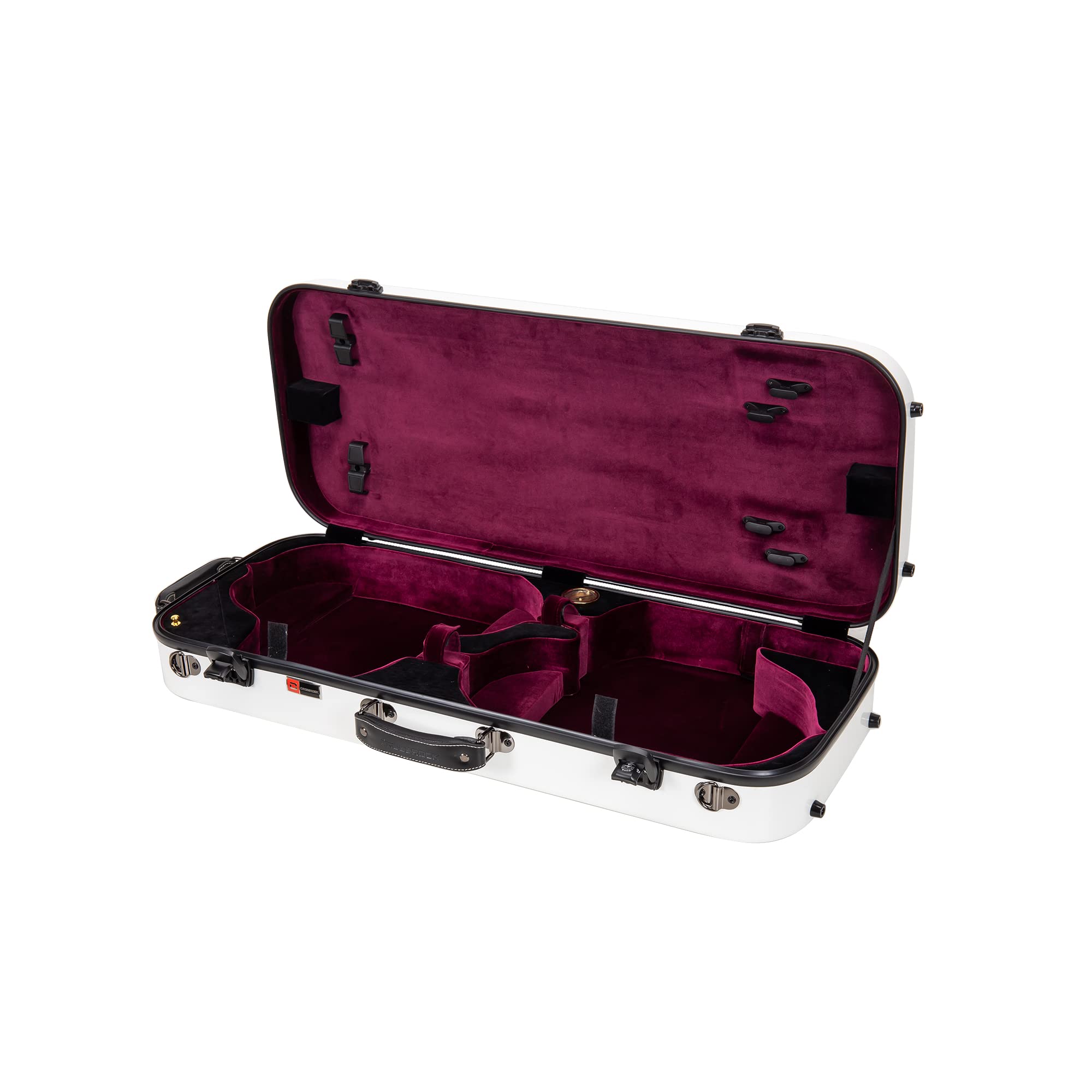 Crossrock Fiberglass Double Violin Case fits Two 4/4 Full-Size Violins- Includes TSA lock, Protective Blanket, Hygrometer, Removable Shoulder Straps- Milky White (CRF2020DVMW)