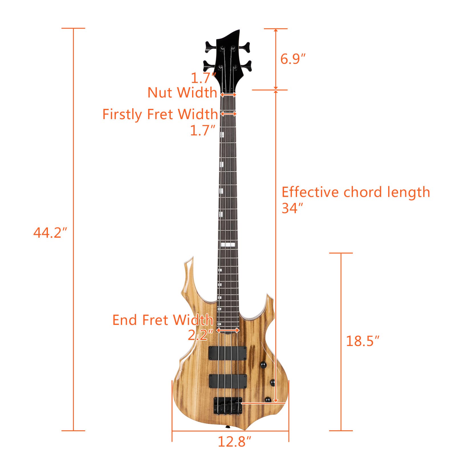 Ktaxon Electric Bass Guitar Full Size Flame Design Bass Set with 20 Watt Amplifier, Portable Bass Bag, Superior Amp Wire, Adjustable Guitar Strap, Plectrum, Wrench Tool(Matte Black)