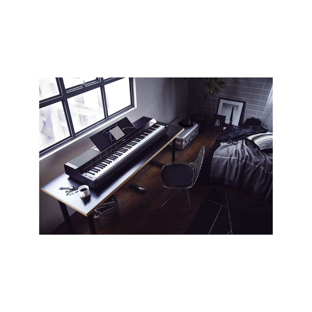 Yamaha PS500 88-key Smart Digital Piano w/Stream Lights Technology, PA500C Power Adapter and FC4A Sustain Pedal, White