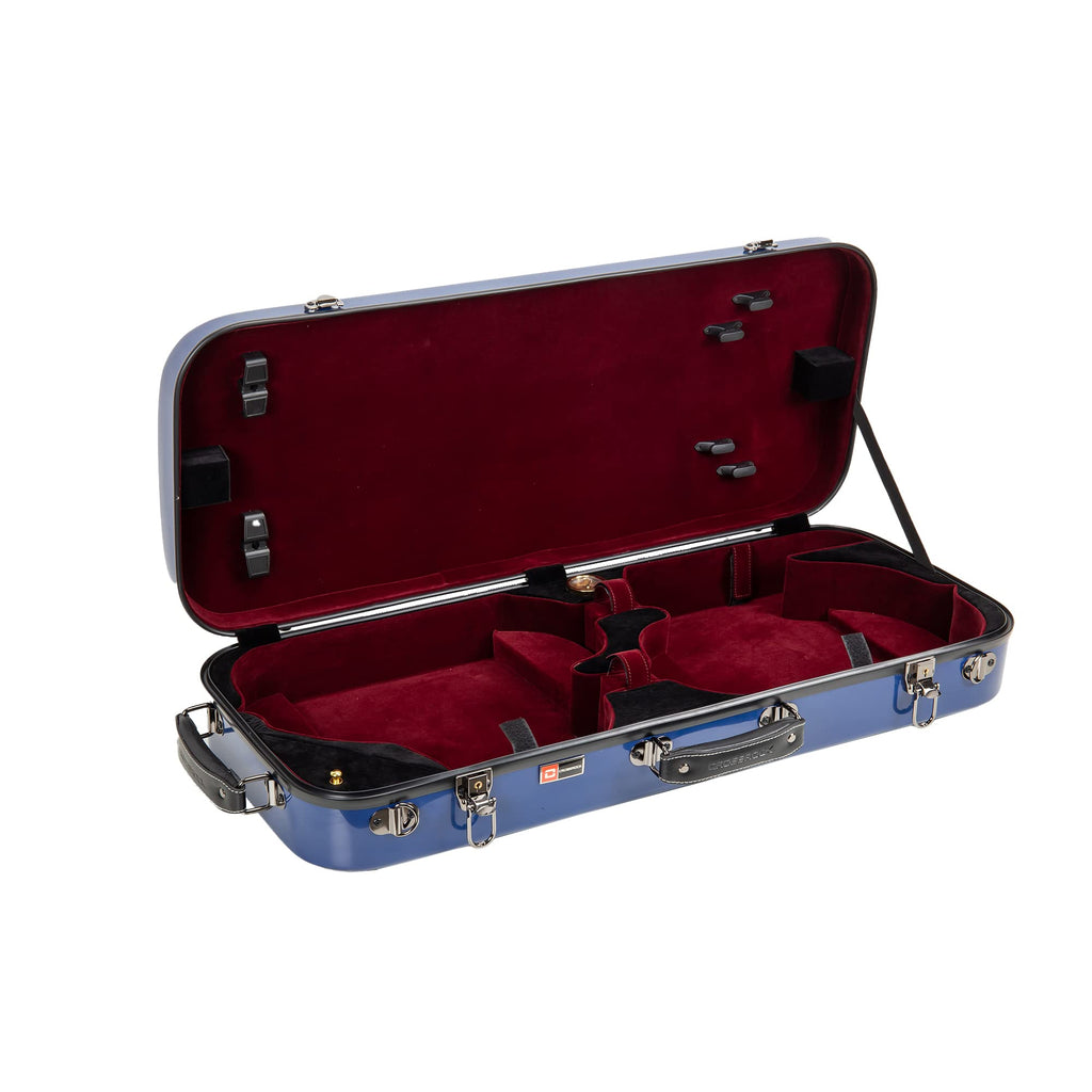Crossrock Fiberglass Double Violin Case fits Two 4/4 Full-Size Violins- Includes TSA lock, Protective Blanket, Hygrometer, Removable Shoulder Straps- Milky White (CRF2020DVMW)