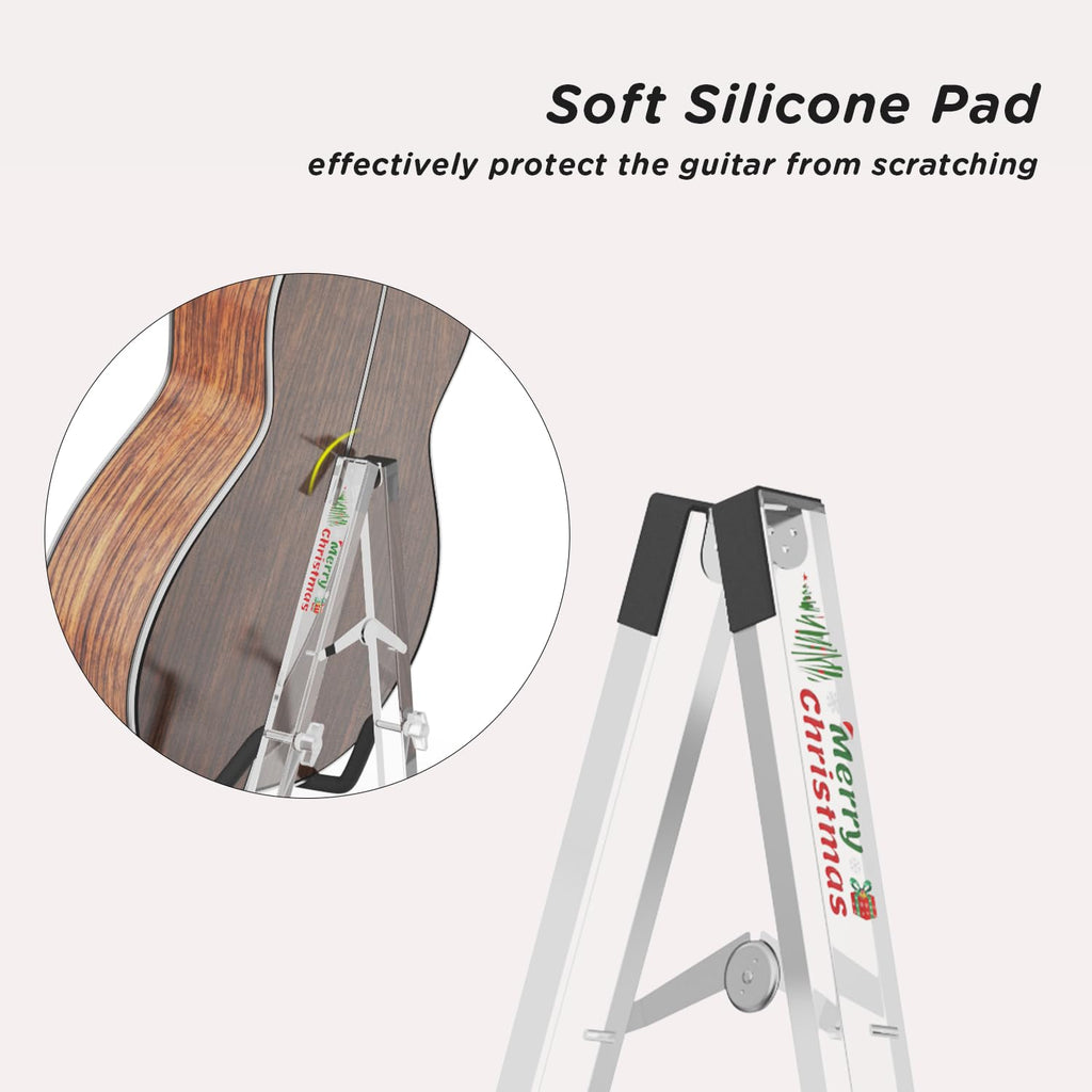 DIDA Guitar Stand, Acrylic Transparent Guitar Stand for Acoustic Guitar, Electric Guitar, Cello, Guitar Holder, Single Guitar Stand, Guitar Accessories (Merry Christmas, Electric Guitar/Cello/Bass)