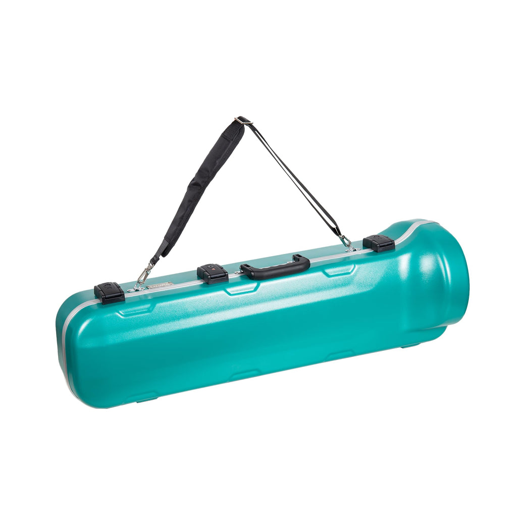 Crossrock Tenor Trombone Flight Case — Fits Bb Tenor with F-Attachment | Shockproof Design, Security Lock, Plush Interior, Single Shoulder Strap & Accessory Compartment (CRA862TBBK)