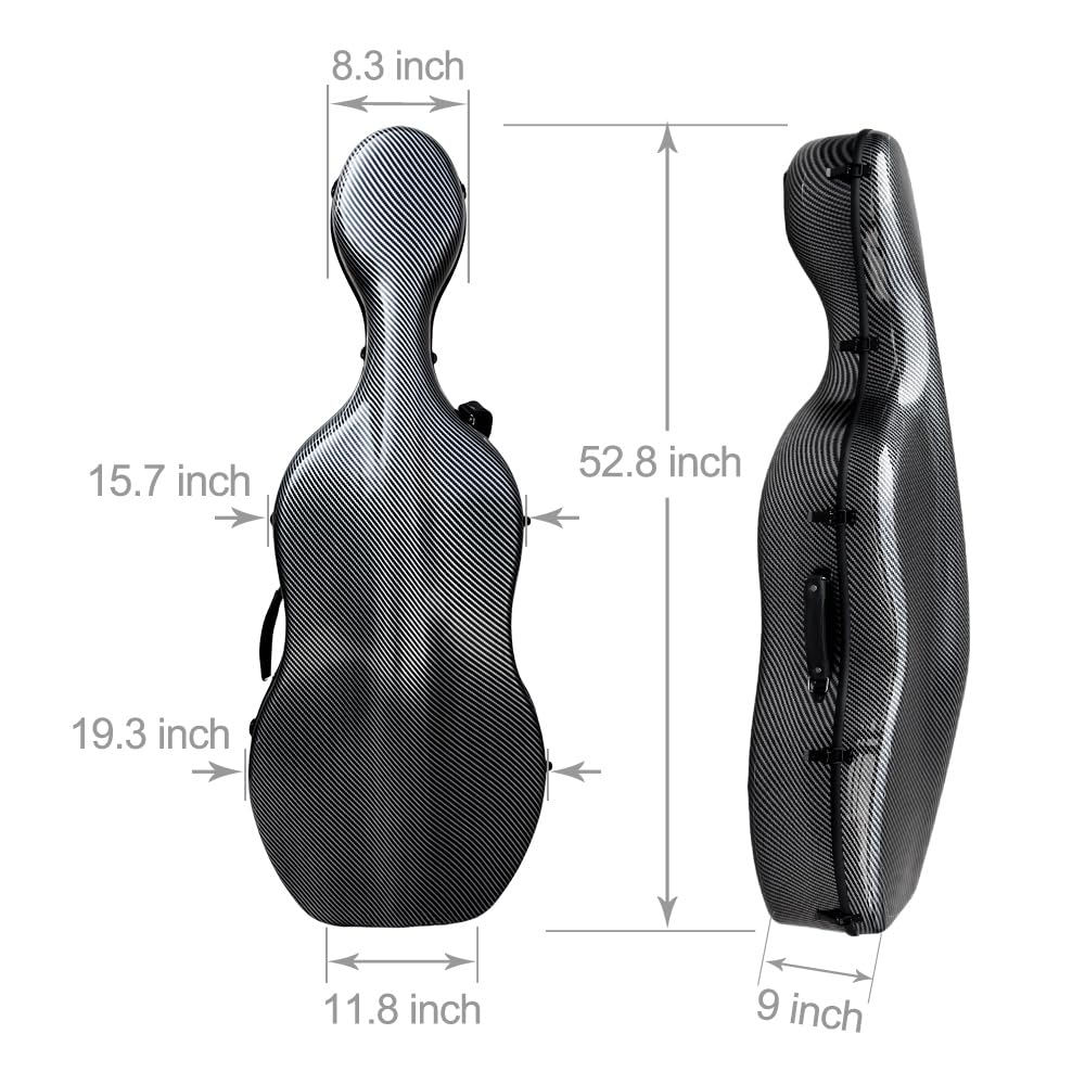 Cello Case 4/4 Carbon Fiber Ultra Lightweight Durable Hard Shell Professional Case with Wheels&Built-in Handles,Travel (pink)