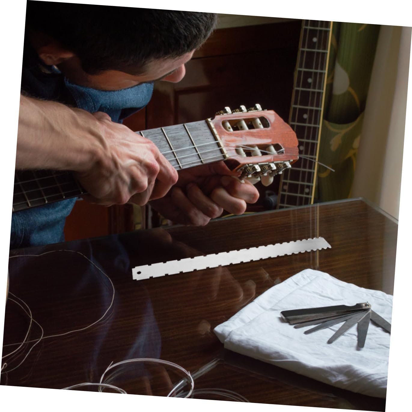 Guitar Luthier Tools Set Electric Guitar Neck Notched Straight Edge Radius Gauge String Action Height Ruler for Bass and Fretboard Setup
