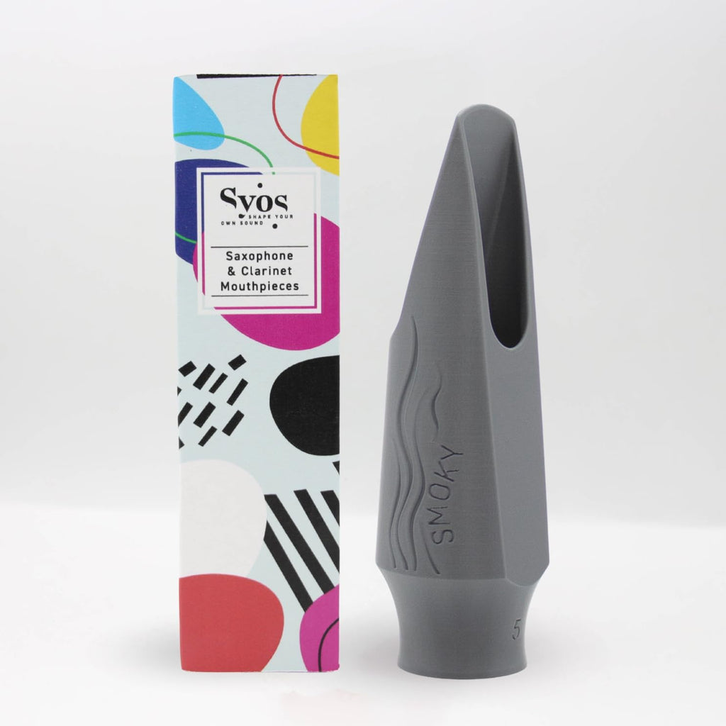 Syos Tenor Saxophone Mouthpiece Smoky Model, 8 Tip Opening, Anthracite Gray - Warm Dark Sound, Wide Full Tone, Low Rollover Baffle, Easy Response, Perfect for Jazz & Soul, Made in France