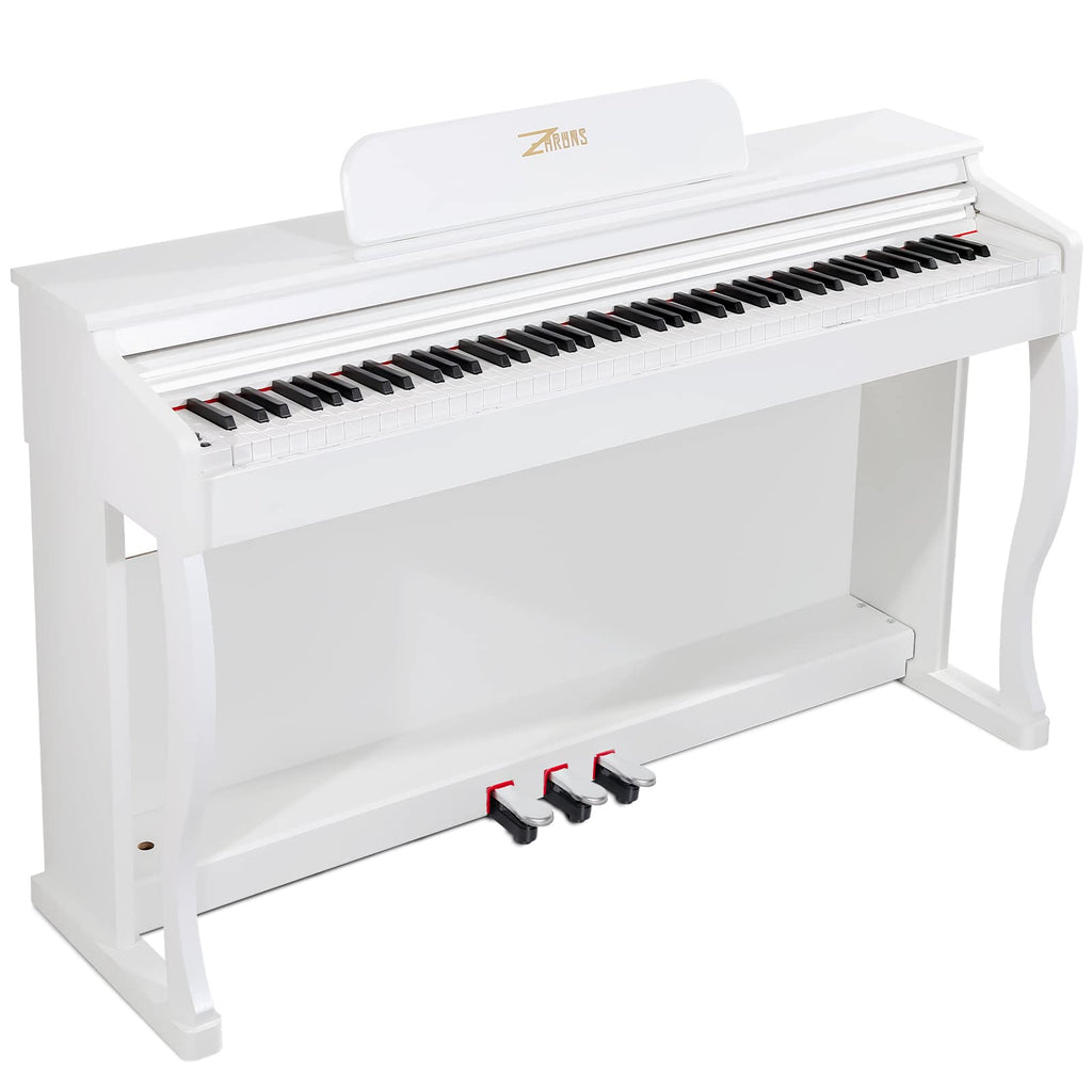 Digital Piano, 88 Key Weighted Keyboard Piano, Full-size Electric Piano Keyboard with Sheet Music Stand, Triple Pedal, Power Adapter, Supports USB-MIDI Connecting (White)