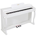 Digital Piano, 88 Key Weighted Keyboard Piano, Full-size Electric Piano Keyboard with Sheet Music Stand, Triple Pedal, Power Adapter, Supports USB-MIDI Connecting (White)