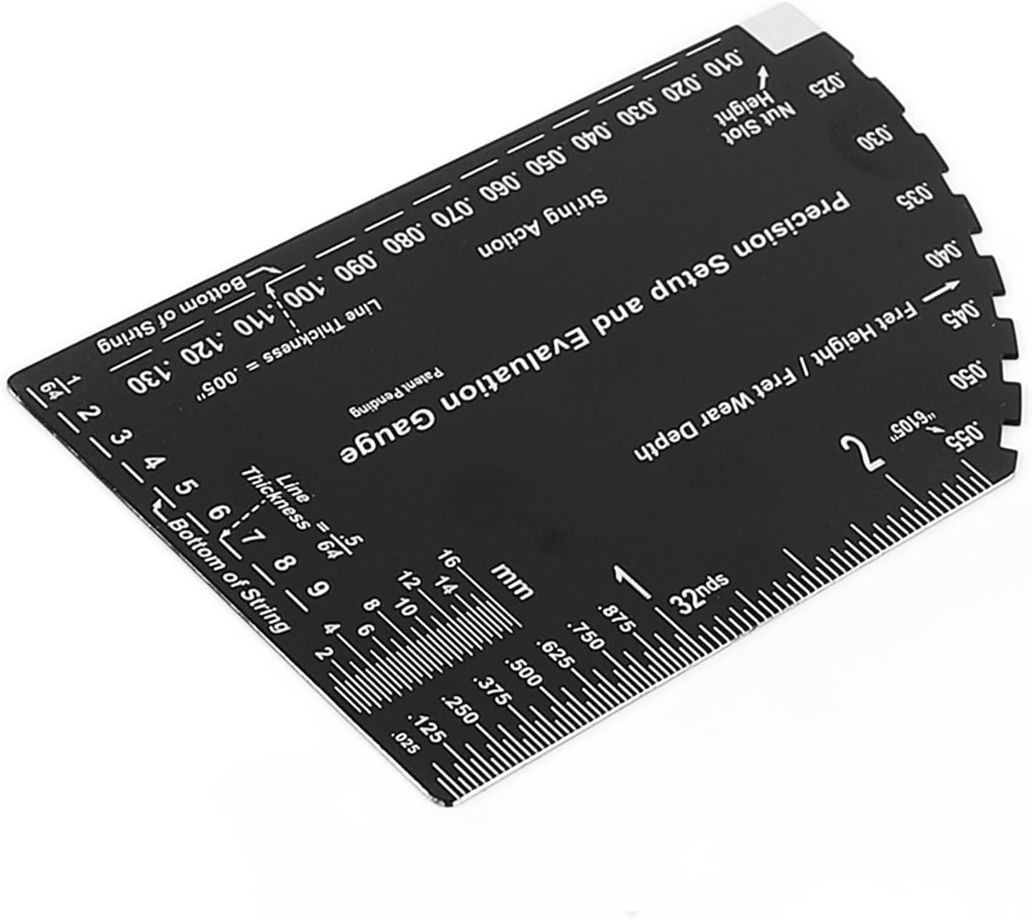 Yctze String Action Ruler - Stainless Steel Guitar Fret Ruler & String Height Gauge for Accurate Measurement of Electric, Acoustic, and Bass Guitars