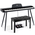 MUSTAR 88 Key Piano Keyboard with Piano Bench, Digital Piano 88 Semi Weighted Keys, Portable Electric Piano with Storage Stool, 3 Pedals, Built-In Speakers, USB/MIDI, Black