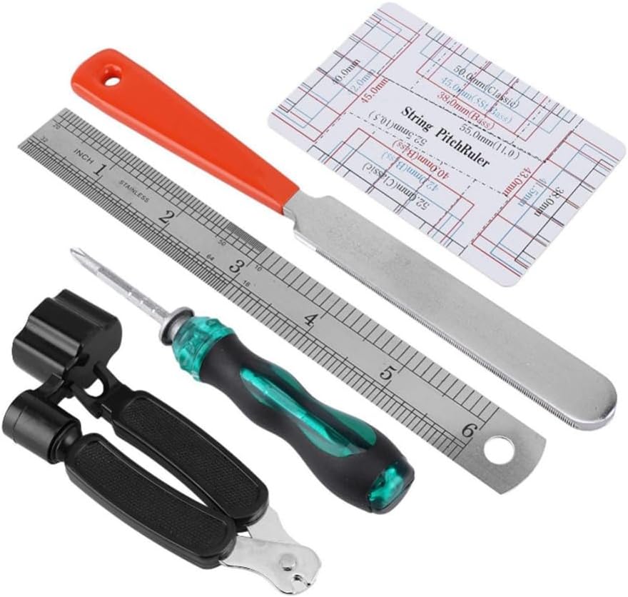 – Professional Guitar Maintenance Kit with String Organizer Guitar Winder String Cutter String Action Ruler Gauge for Acoustic Guitar Ukulele Bass
