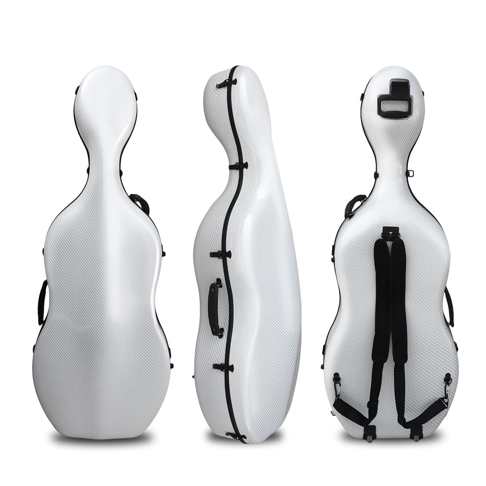 Cello Case 4/4 Carbon Fiber Ultra Lightweight Durable Hard Shell Professional Case with Wheels&Built-in Handles,Travel (pink)
