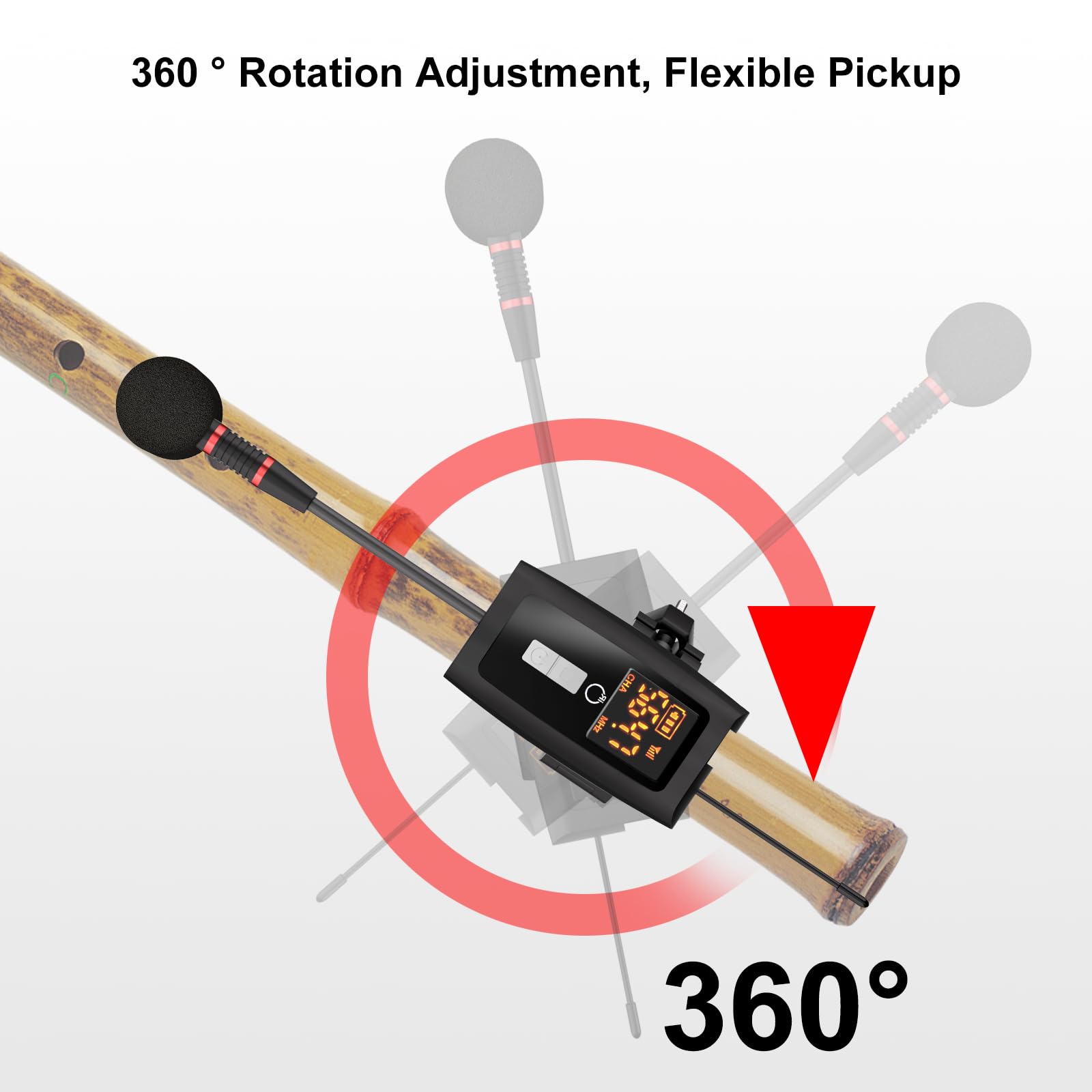 UHF Wireless Violin Cello Microphone System Violin Pickup Clip-on Instrument Microphones with Transmitter and Receiver for Musicians, Teachers, Stage Performances, Active PA Systems, 196ft Range