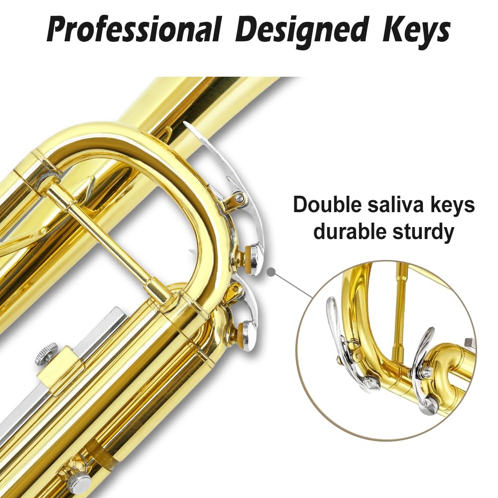 Bb Standard Trumpet Set for Beginners or students trumpet instrument with Carrying Hard Case 7C Mouthpiece Cleaning Cloth Gloves