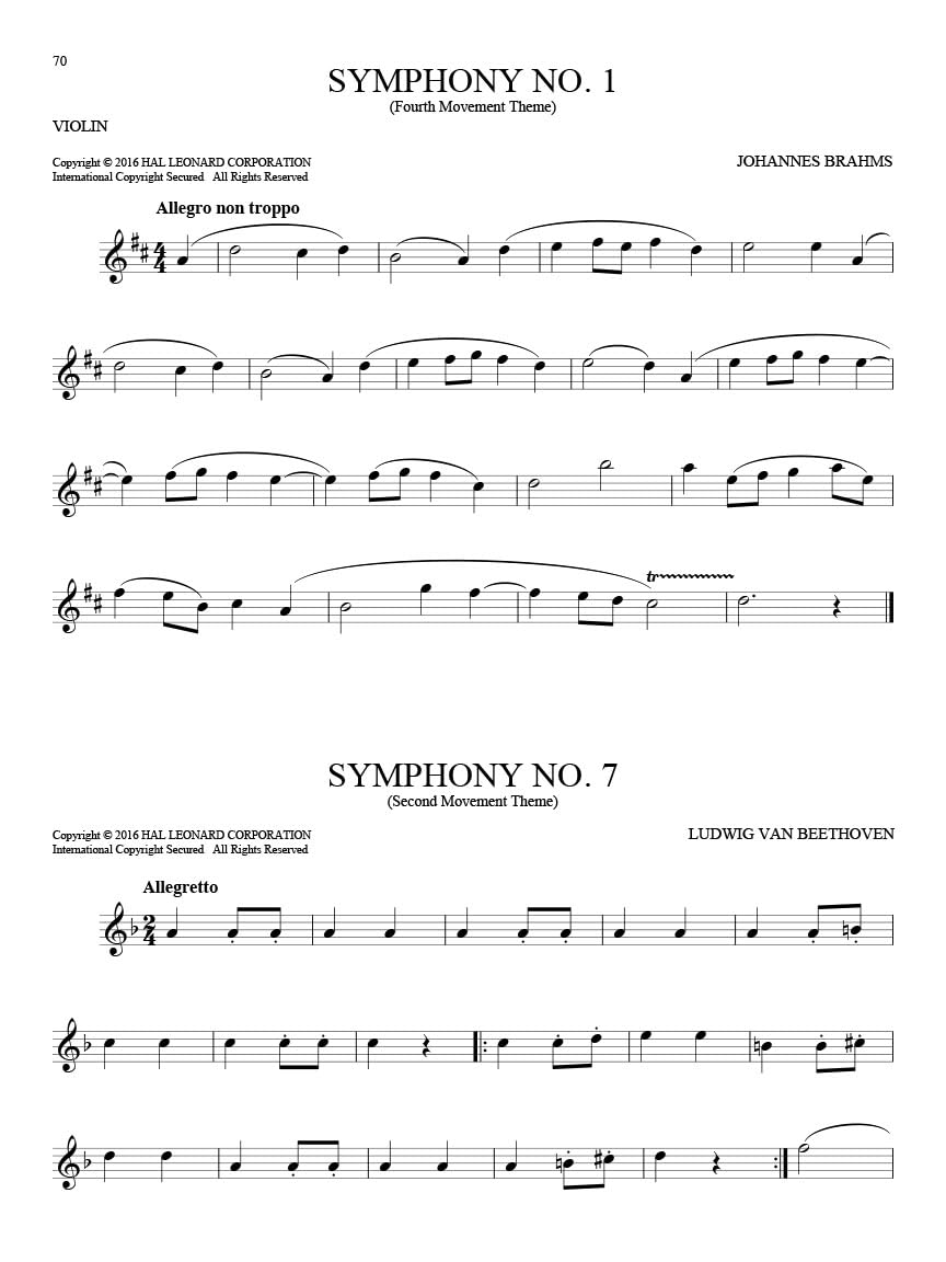 101 Classical Themes for Violin – Instrumental Folio | Essential Violin Sheet Music Collection | Hal Leonard Violin Solo Book