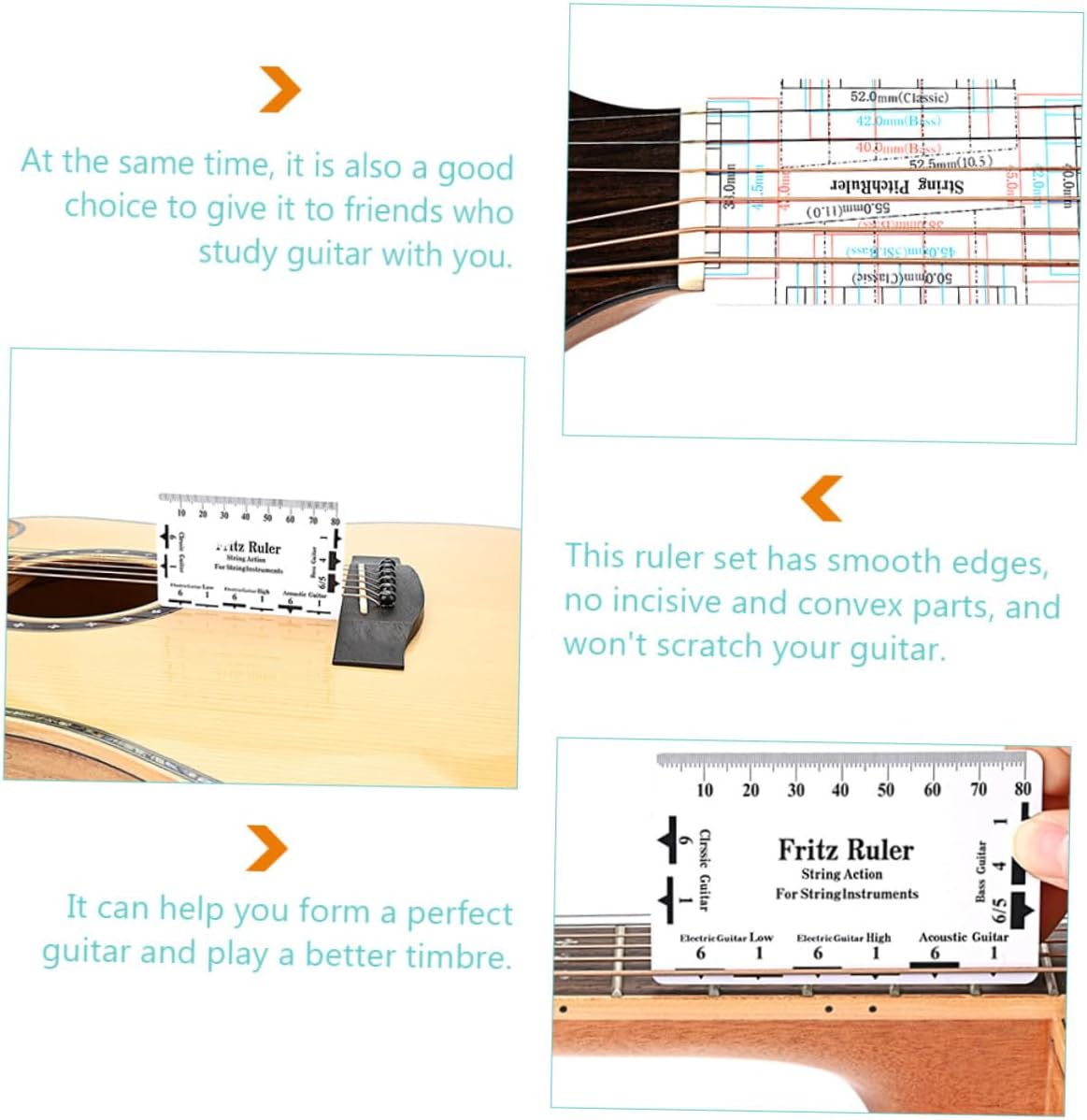 Professional Guitar String Action Gauge String Pitch Ruler Guitar Accessories Plastic for Tuning