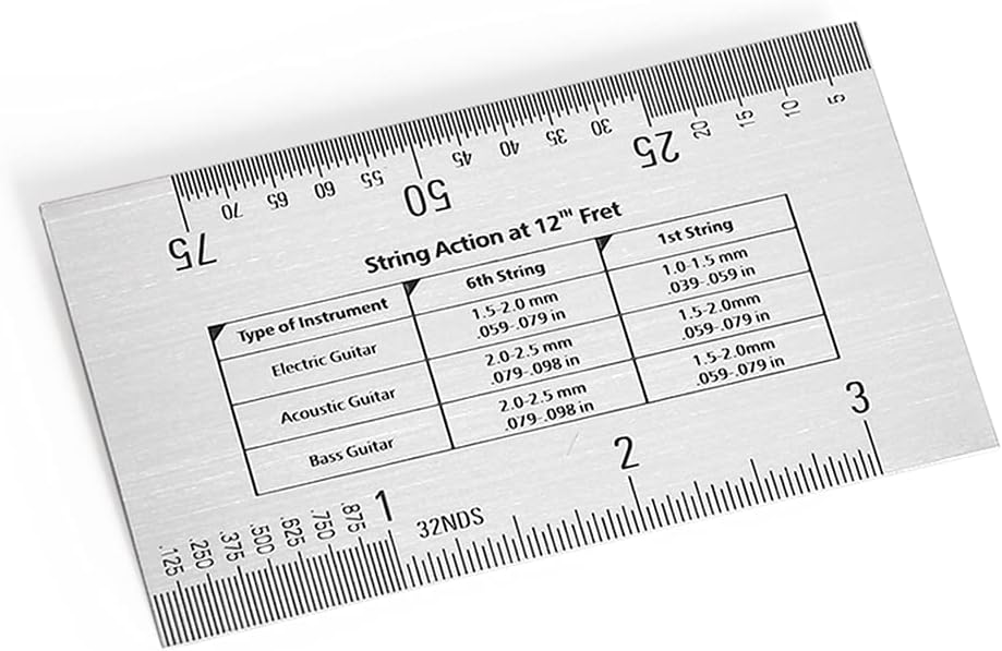 String Action Ruler Gauge Tool for Electric Bass and Acoustic Guitar