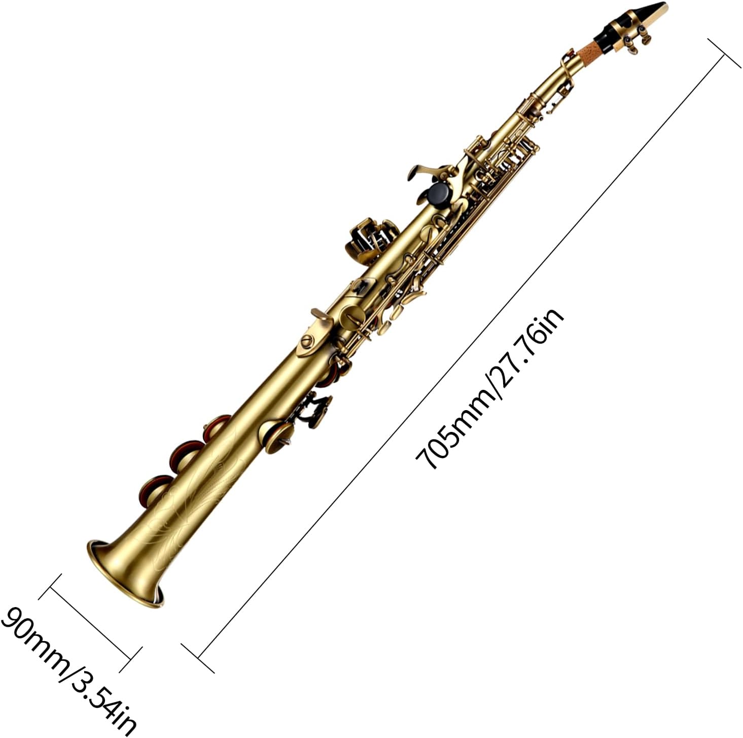 Straight Bb Soprano Saxophone Nickel Plated Sax straight saxophone Professional Brass Woodwind Instrument Carve Pattern with Carrying Case Mouthpiece Reed Cleaning