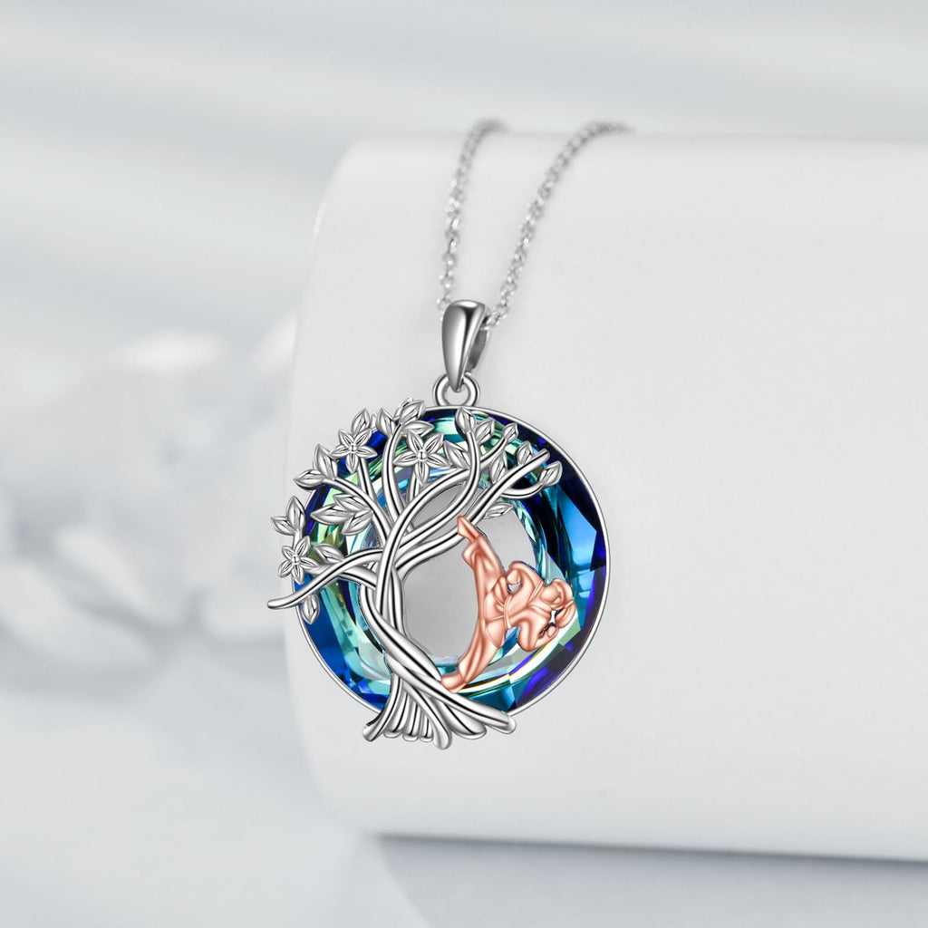 YFN Tree of Life Necklace Sterling Silver Crystal Jewelry Graduation Birthday Gifts for Women