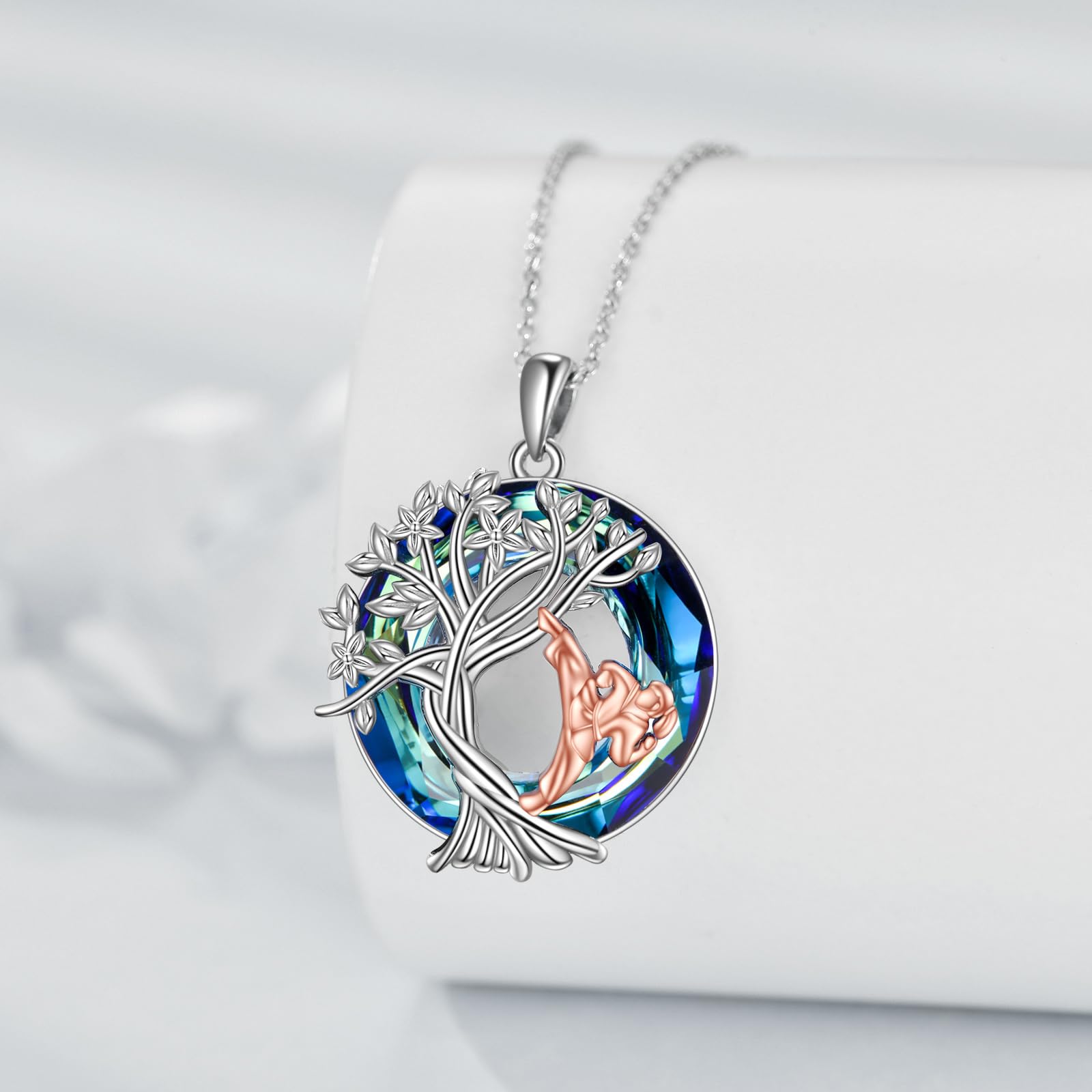 YFN Tree of Life Necklace Sterling Silver Crystal Jewelry Graduation Birthday Gifts for Women