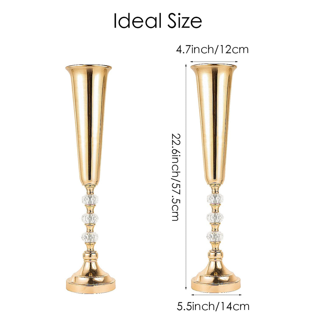 Trumpet Vases for Centerpieces, 10 Pcs Tall Tabletop Vases for Wedding Centerpieces Table Decorations, Road Lead for Wedding Party Dinner Centerpiece for Anniversary Ceremony Party Event Decor(10 Pcs)