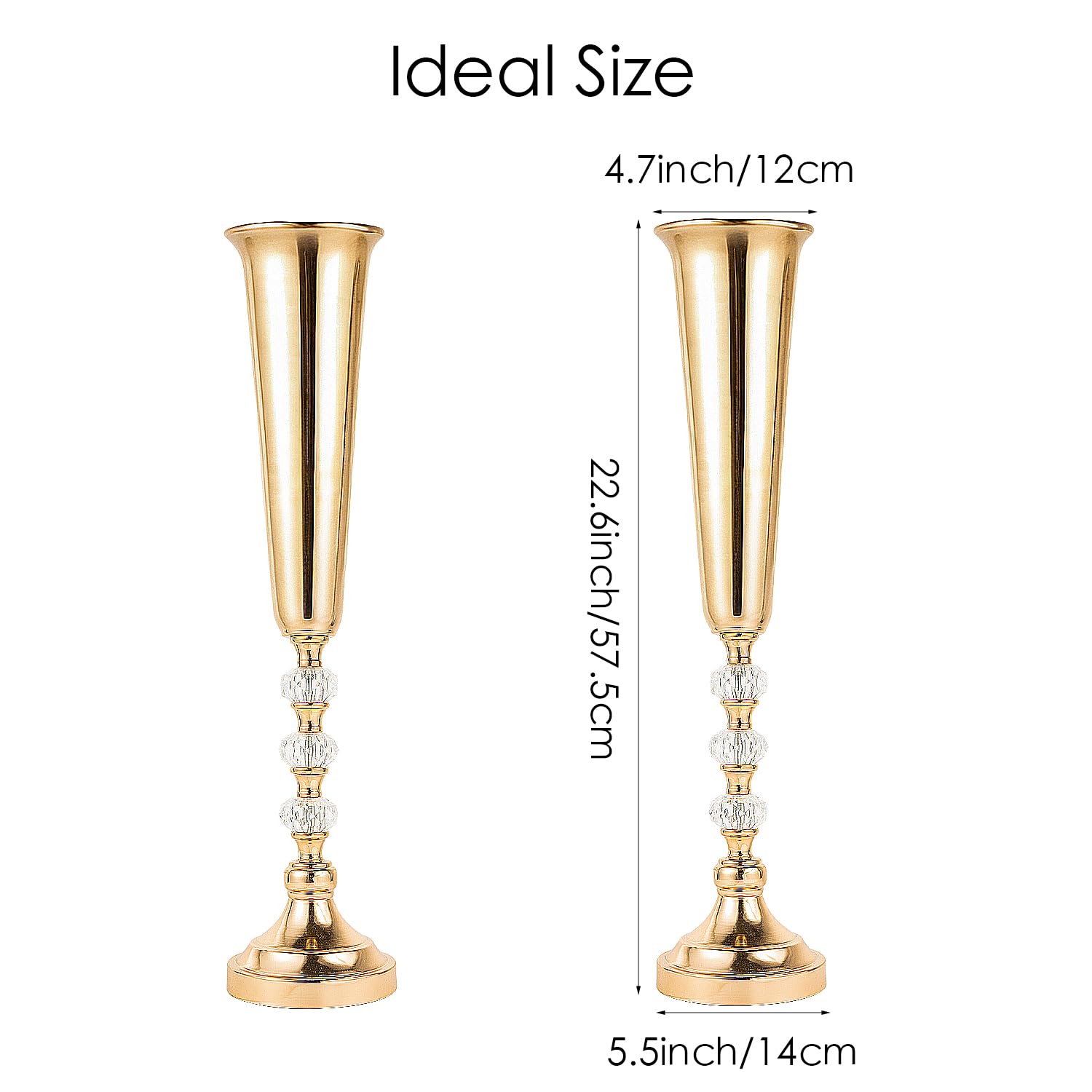 Trumpet Vases for Centerpieces, 10 Pcs Tall Tabletop Vases for Wedding Centerpieces Table Decorations, Road Lead for Wedding Party Dinner Centerpiece for Anniversary Ceremony Party Event Decor(10 Pcs)