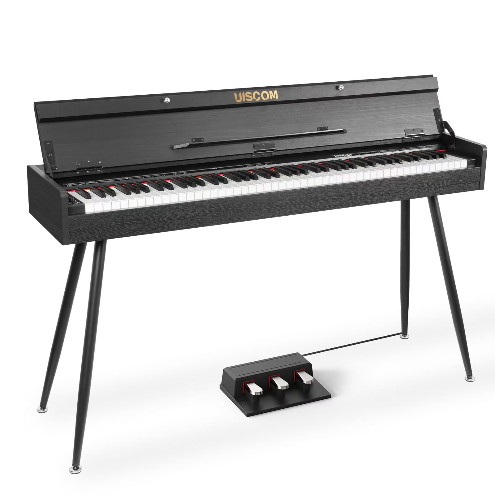 UISCOM 88 Key Weighted Digital Piano - Wooden Desk Electric Piano Transforms Between Desk and Vanity - Progressive Hammer-Action Keyboard, Perfect for Beginners with MIDI Functionality