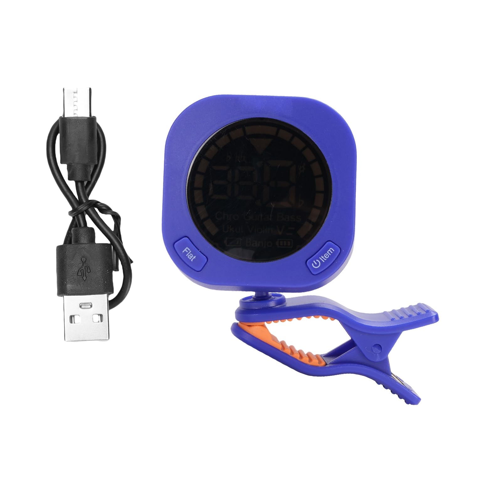 CHICIRIS Guitar Tuner Clip On, Chromatic Tuner with 360 Degree Rotatable Clip and Vibrant Color Screen, Rechargeable Battery, for Acoustic Electric Guitar Bass Violin Ukulele Viola Cello (White)