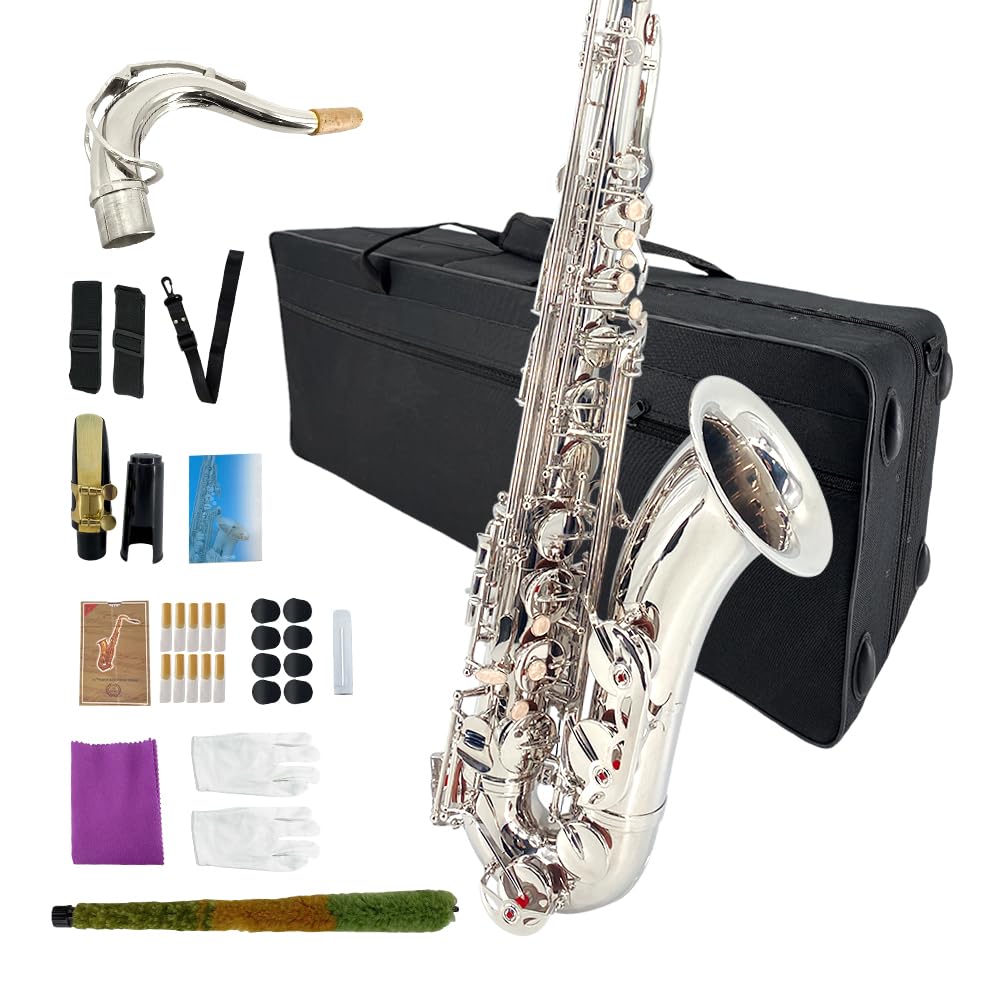 Yinfente Eb Alto Saxophone For Beginners Adult,Saxophone Student,E Flat Alto Sax Full Kit With Reeds,Pads Cushions,Hard Carrying Case,Cleaning Cloth & Rod,Mouthpiece,Gloves,Neck Strap Gold