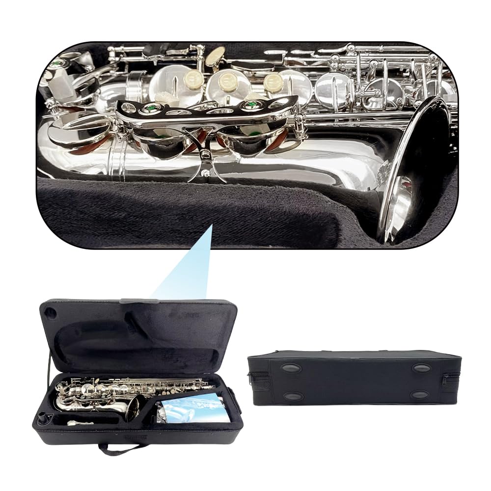 Beginner Alto Saxophone, E Flat - Complete Starter Kit with Case & 10 Reeds, for Adults & Students, Easy to Play for School Band & Practice(Gold)