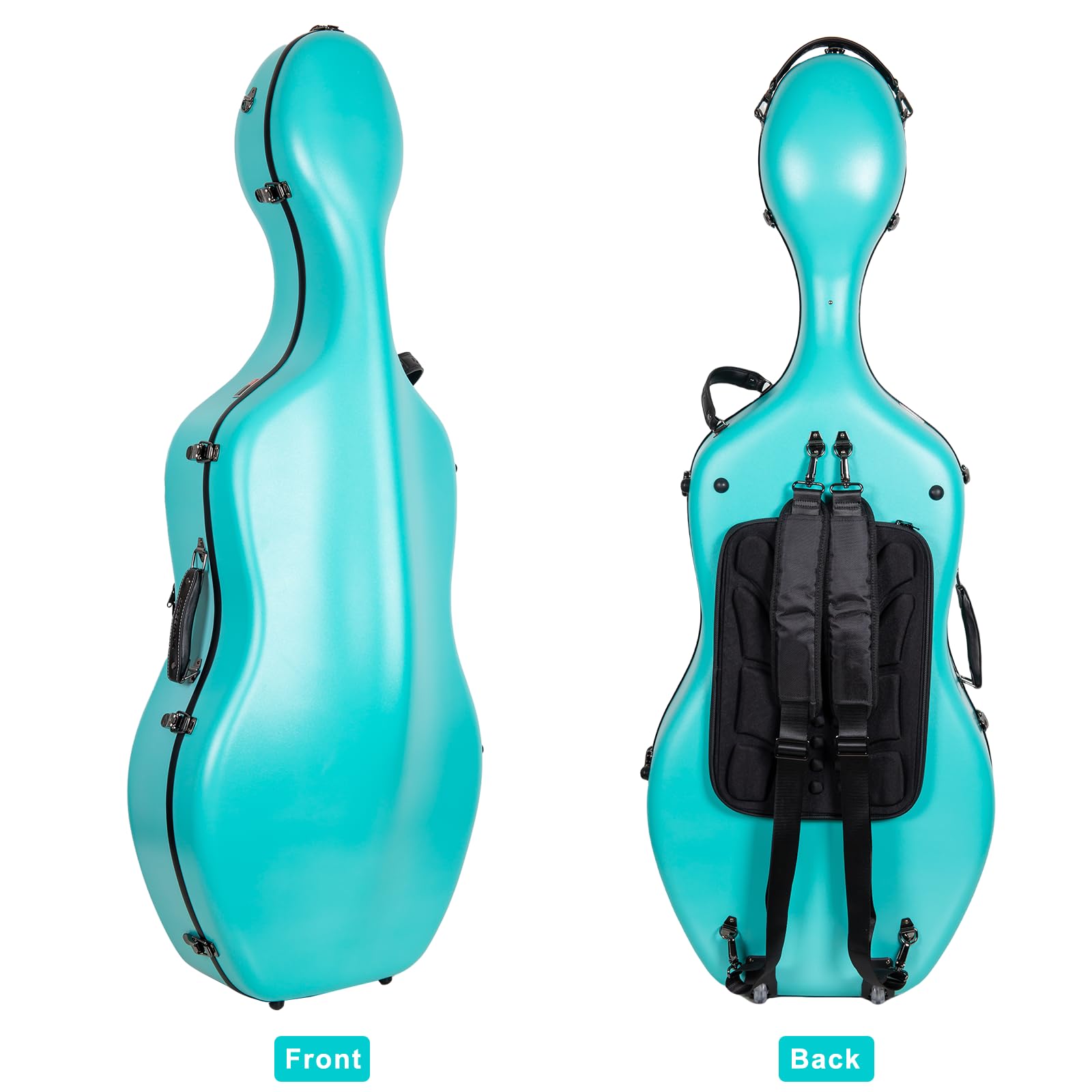 Crossrock Poly Carbon Cello Case for 4/4 Full Size | Red Matte Finish, Black Velvet Interior, Wheels, Music Pouch – Lightweight Protection Series