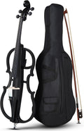 Ktaxon 4/4 Electric Cello, Professional Silent Electric Cello Kit with Thickened Bag, Stereo Headphones, Premium Cable and Rosin, Full Equipment for Adults Beginner and Student (Black)