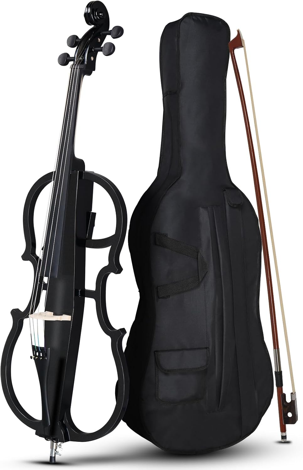 Ktaxon 4/4 Electric Cello, Professional Silent Electric Cello Kit with Thickened Bag, Stereo Headphones, Premium Cable and Rosin, Full Equipment for Adults Beginner and Student (Black)