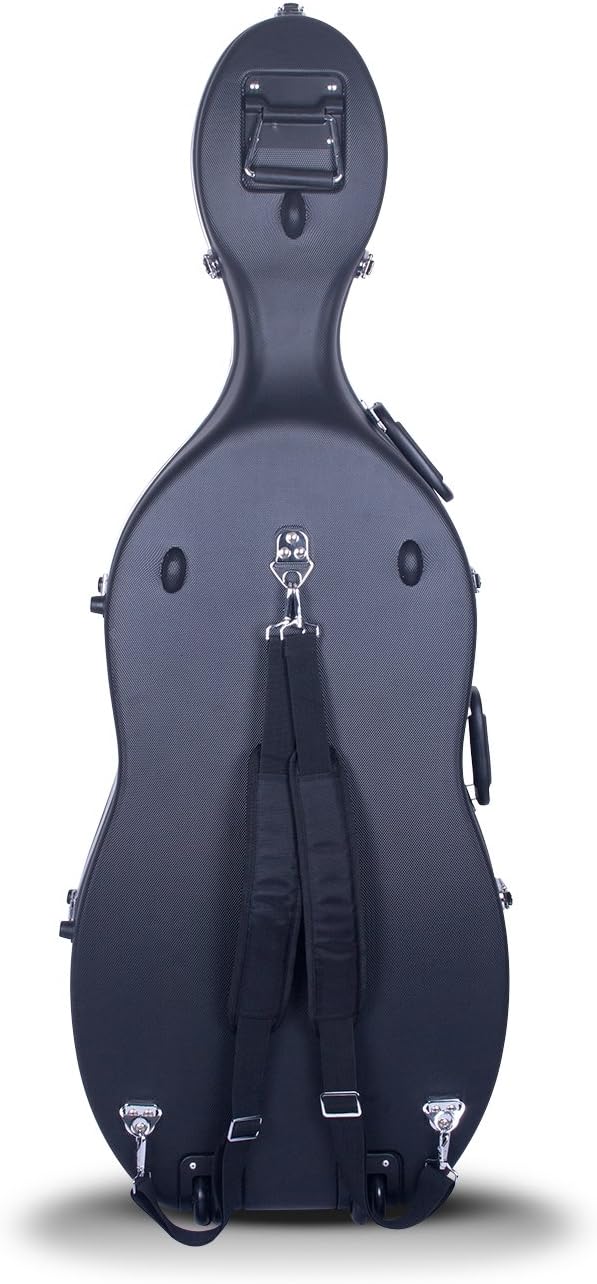 Crossrock Commuter ABS Cello Case for 4/4 & 3/4 | Matte Blue Diamond Shell, Wheels & Backpack Straps – Lightweight Case for Daily Rehearsal & Travel