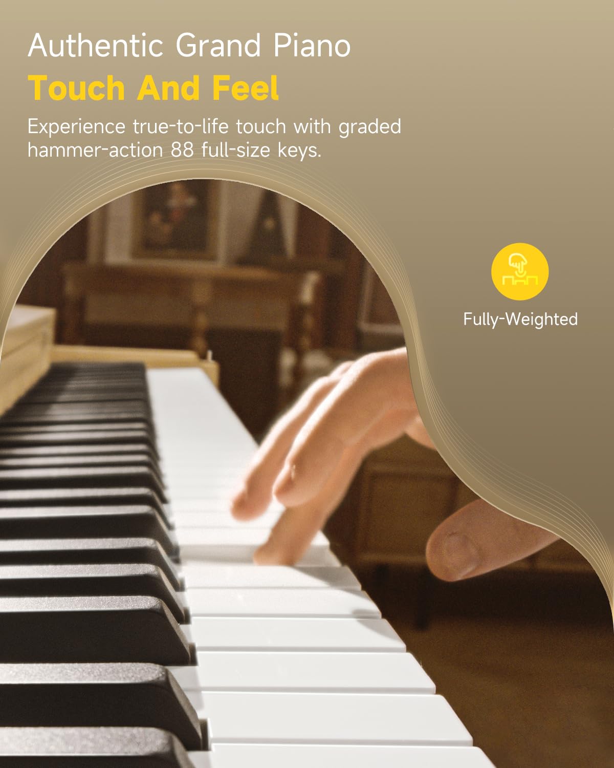 Donner OURA R300 88 Key Weighted Keyboard Piano for Advanced, Home Digital Piano with 88 Keys Graded Hammer Standard Keyborad, Bluetooth, LOCAL OFF, 2*15W, Half-pedal, 256 Polyphony, Walnut Wood Color