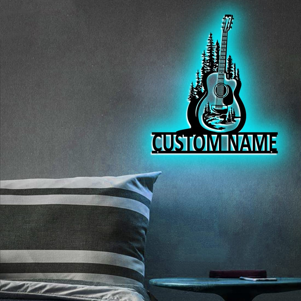 Personalzied Guitarist Name Wall Sign LED Lights Custom Cello Wall Art Music Neon Sign Electric Guitar Night Light Rock DJ LED Lamp Music Studio Plaque Musical Shed Name Plaque for Teacher