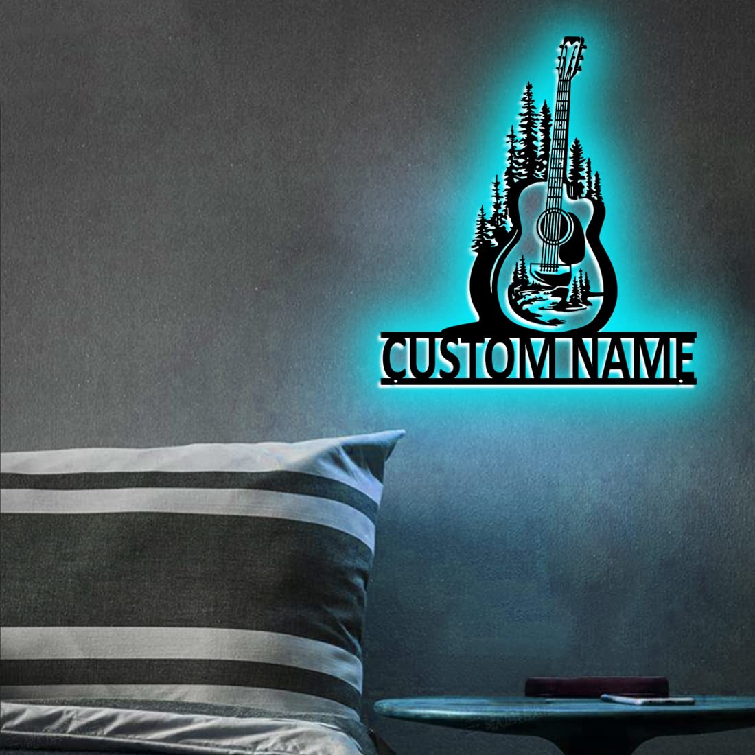 Personalzied Guitarist Name Wall Sign LED Lights Custom Cello Wall Art Music Neon Sign Electric Guitar Night Light Rock DJ LED Lamp Music Studio Plaque Musical Shed Name Plaque for Teacher
