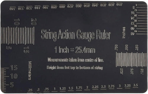 Black 4-Piece Luthier Tool Kit – Stainless Steel Notched Straight Edge + Fret Leveling Ruler + String Action Gauge – For Guitar Fretboard Repair & Maintenance