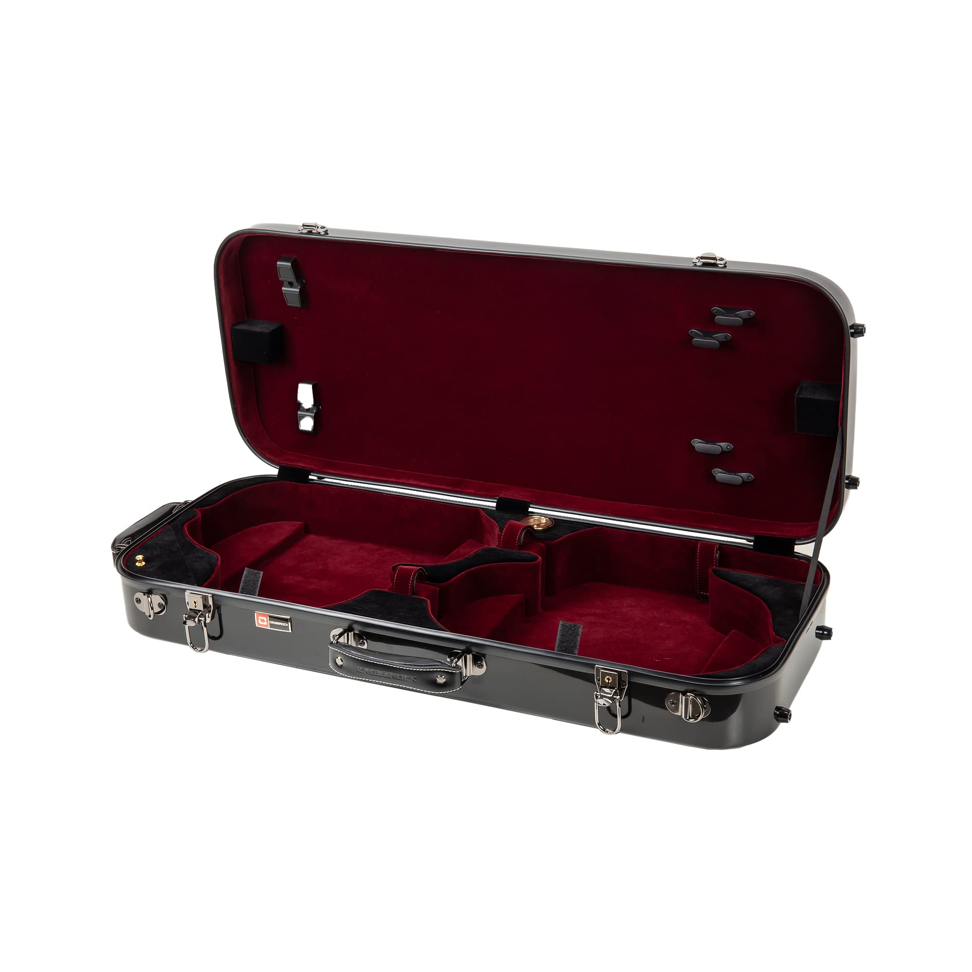 Crossrock Fiberglass Double Violin Case fits Two 4/4 Full-Size Violins- Includes TSA lock, Protective Blanket, Hygrometer, Removable Shoulder Straps- Milky White (CRF2020DVMW)