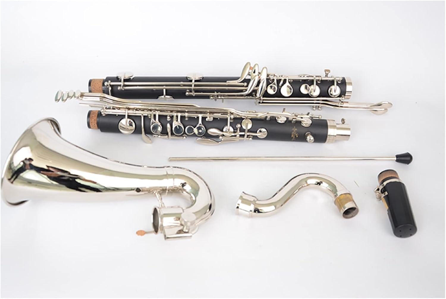 Silver Plated Keys Bass Clarinet Bb Tune Clarinet Bakelite Instrument with Case Student Clarinet