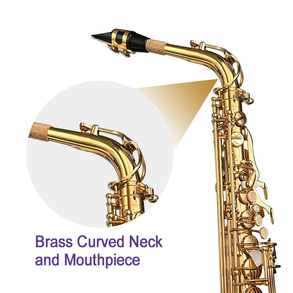 Alto Saxophone E Flat for Adults Student Sax Eb Alto Full Kit With Carrying Sax Case Mouthpiece Straps Reeds Saxophone Beginner Kit
