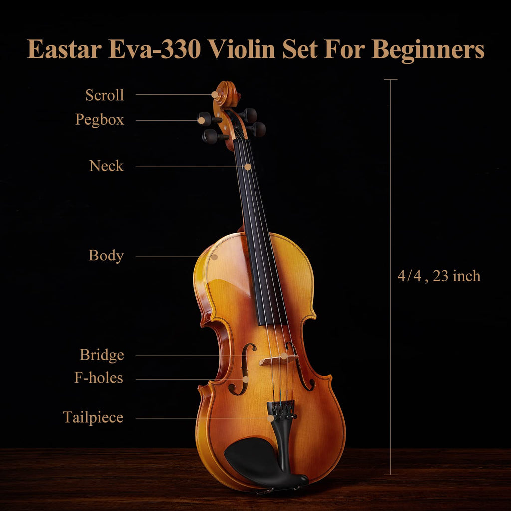Eastar 3/4 Violin for Beginners, Violins Kit for Student, Fiddle with Hard Case, Rosin, Shoulder Rest, Bow, and Extra Strings (Imprinted Finger Guide on Fingerboard)