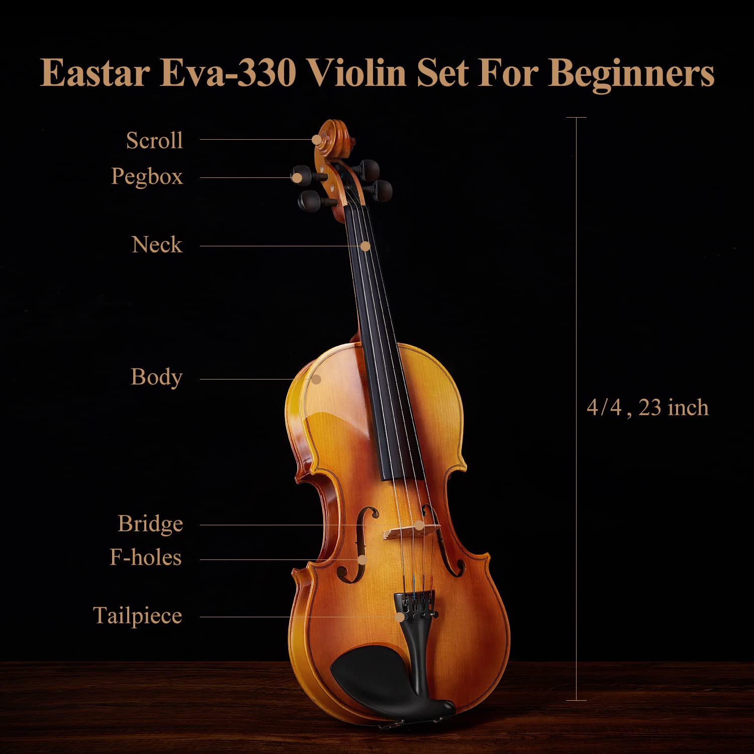 Eastar 3/4 Violin for Beginners, Violins Kit for Student, Fiddle with Hard Case, Rosin, Shoulder Rest, Bow, and Extra Strings (Imprinted Finger Guide on Fingerboard)
