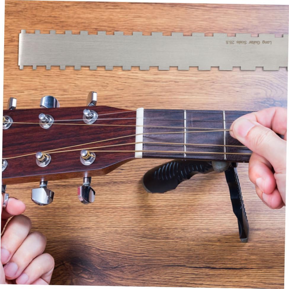 2Sets Guitar Luthier Measuring Tools Notched Straight Edge String Action Gauge Ruler Durable for Accurate Neck Measurement Fretboard Flatness
