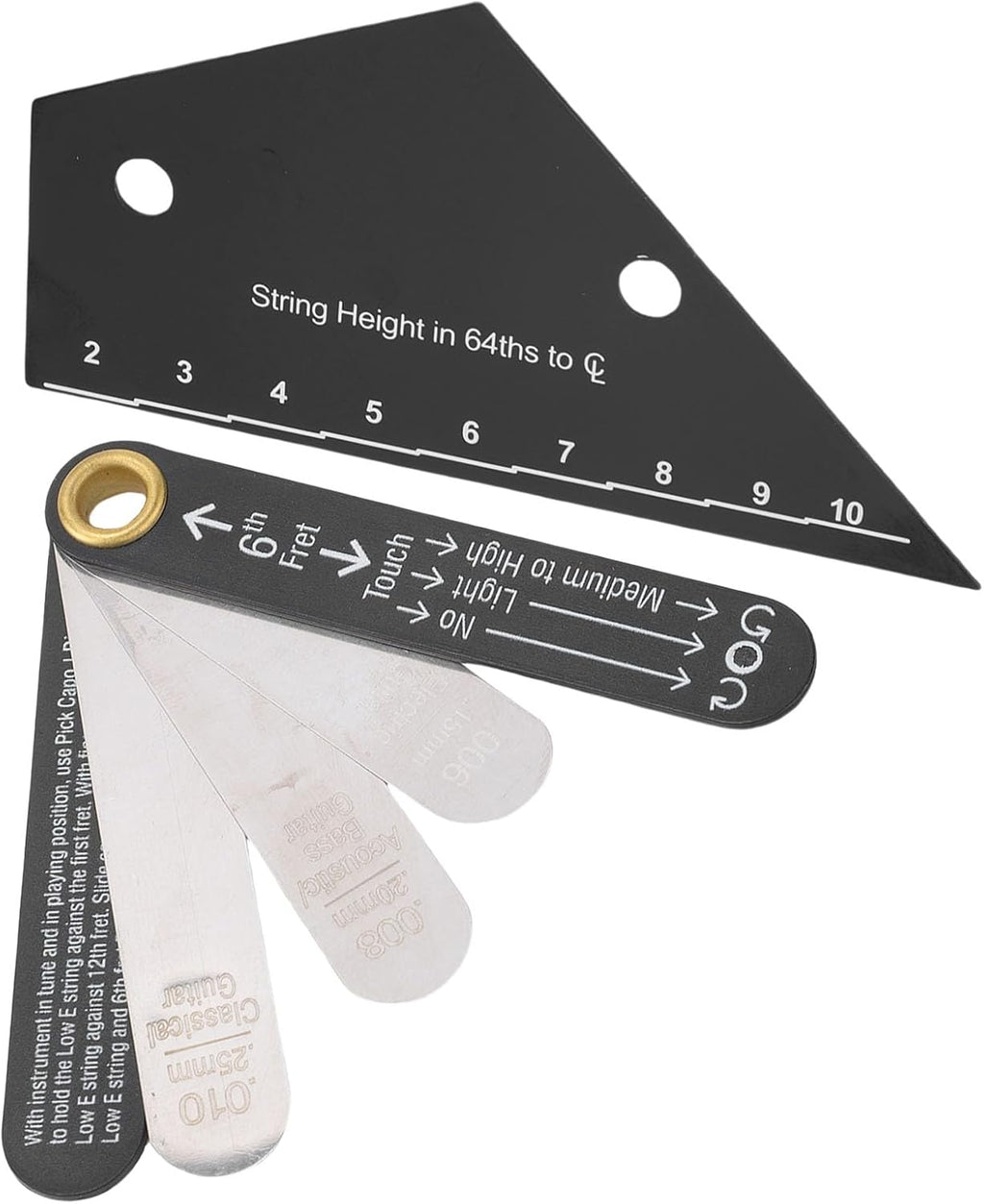 Asixxsix Guitar String Action Gauge, Stainless Steel Inch Metric 64ths Measurements Guitar Setup Tools, String Height Gauge with Pickup Height Ruler Truss Rod Neck Relief Guide for