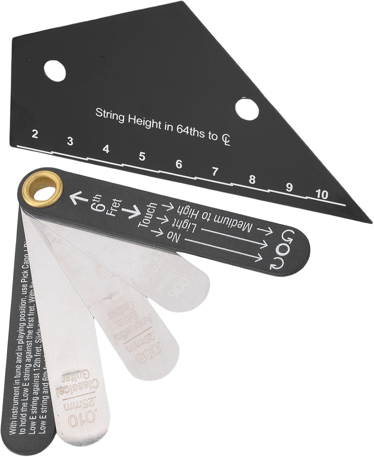 Asixxsix Guitar String Action Gauge, Stainless Steel Inch Metric 64ths Measurements Guitar Setup Tools, String Height Gauge with Pickup Height Ruler Truss Rod Neck Relief Guide for
