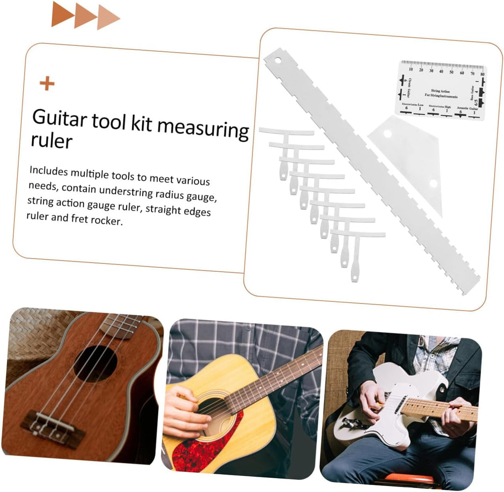 Generic Ruler for Guitar Set Up Electric Bass Acoustic String Action Gauge Radius Tool Kit