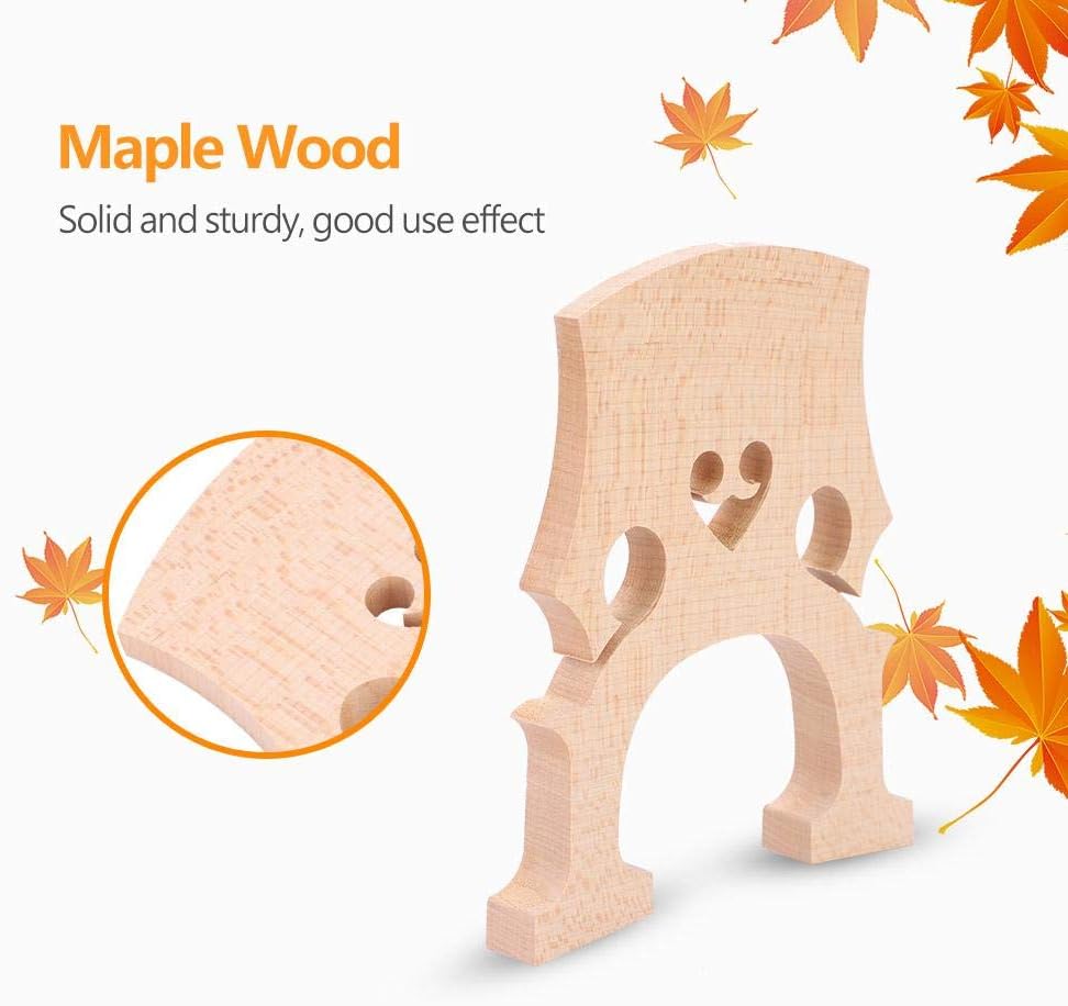 Alomejor Maple Cello Bridge, Wood Color, 4/4 and 3/4 Size, Easy Install, Improves Sound Quality, Cello Accessory