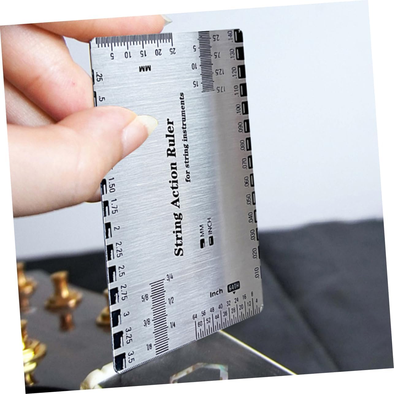 Holibanna High Precision Guitar String Action Ruler for Luthiers Portable Measurement Tool for Accurate Neck String Height Essential for Guitar and Bass Setup